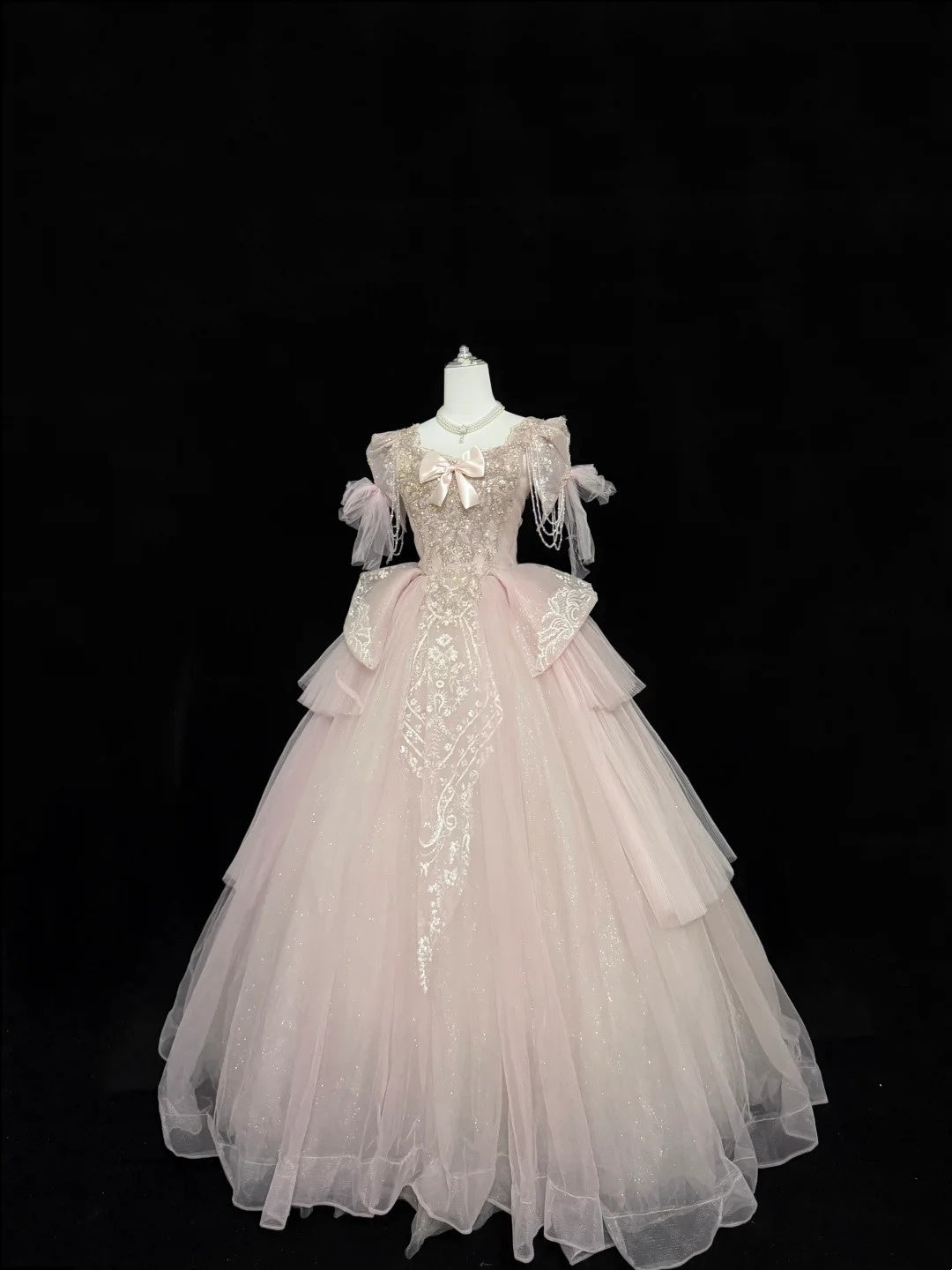 Sweet 16 Dresses Long Ball Gown Squaure Neck Pink With Lace Appliques Sweet Sixteen Birthday Gown RC0325