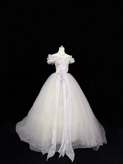 Sweet 15 Quinceanera Dress Ball Gown Off Shoulder Lilac With Sleeves Long 15th Birthday Gown RC0313