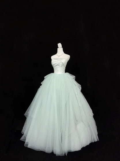 Sweet 15 Quinceanera Dress Ball Gown Strapless Mint Green Long 15th Birthday Gown RC0355