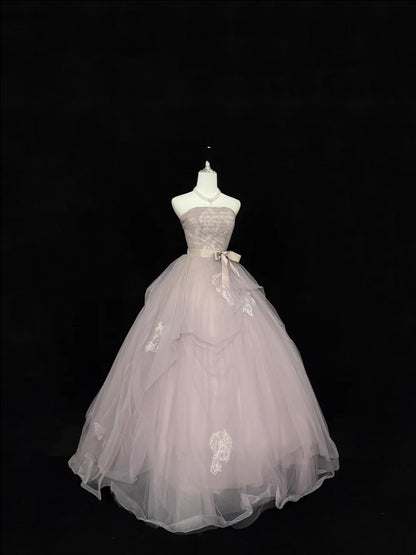 Sweet 16 Dresses Long Ball Gown Sweet Sixteen Long Birthday Dress Strapless Dusty Lilac Tulle Formal Gown RC0295