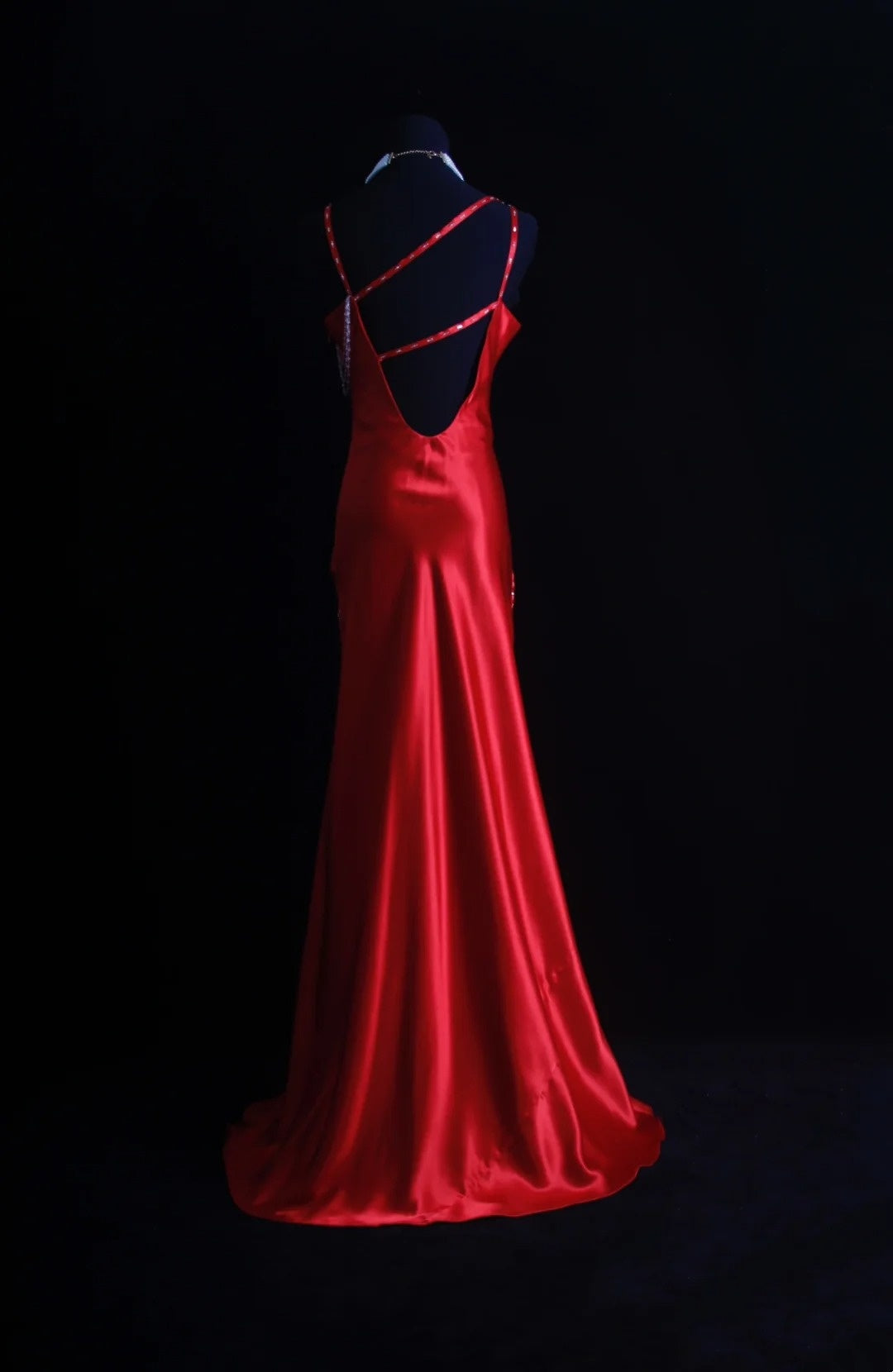 Retro Mermaid Spaghetti Strap Red Satin 90s Beaded Bodice Long Prom Dresses Inspo 18th Birthday Outfits Formal Dress N491