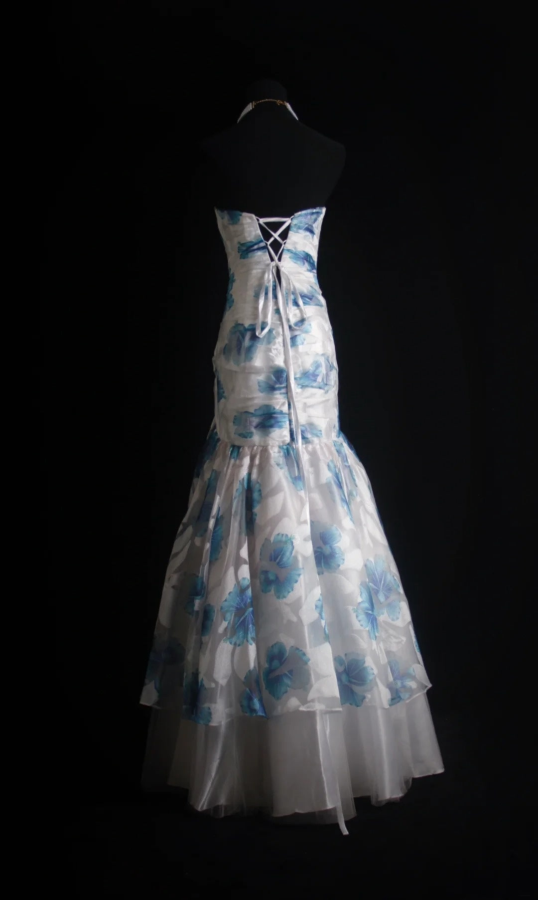 Retro Mermaid Sweetheart Floral Blue 2000s Long Prom Dresses Inspo 19th Birthday Outfits Formal Dress N499