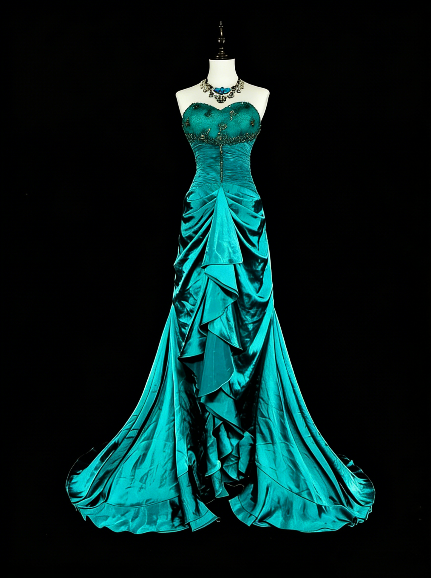 Vintage Prom Dresses Aesthetic 1960s Retro Mermaid Green Satin Long Formal Dress N2149