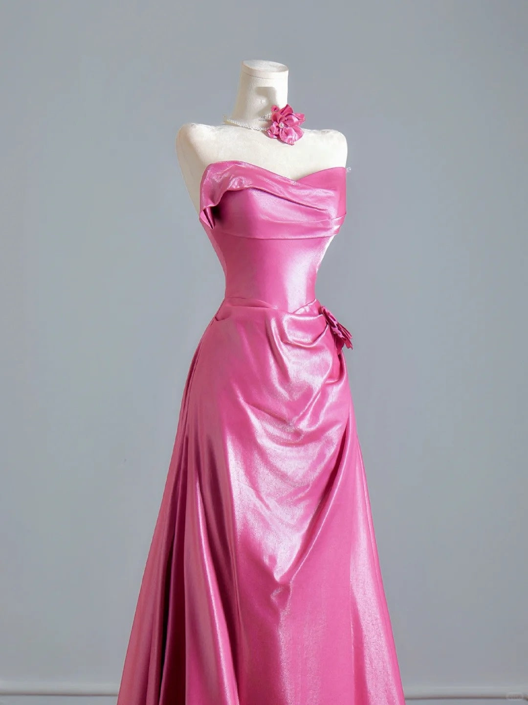 Timeless A line Strapless With Ruched Pink Long Prom Dresses Inspiration Party Dress Prom Gowns N305