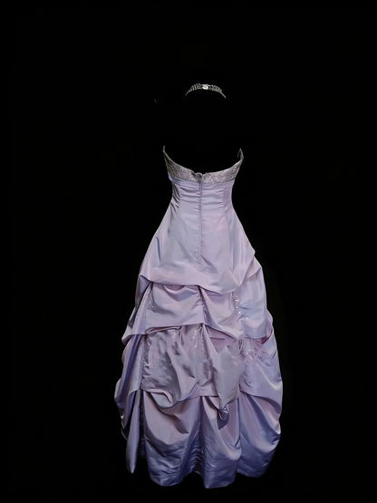 Vintage Ball Gown Halter Taffeta Lilac 90s 80s Sleeveless Prom Dresses Long Formal Party Gown N1442