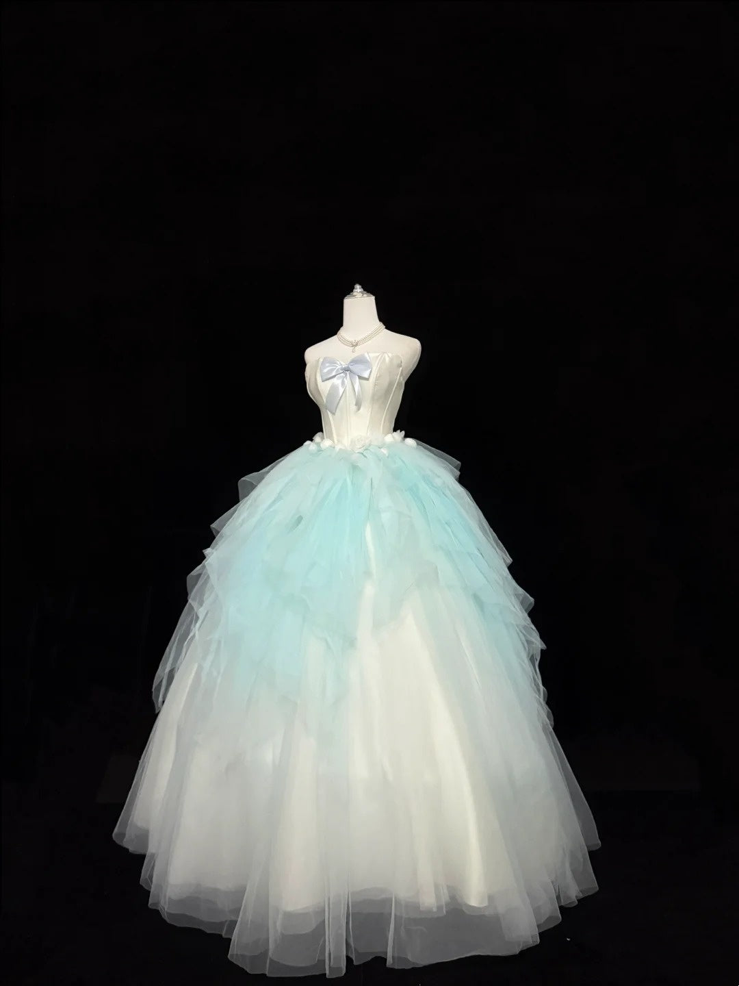 Sweet 16 Dresses Long Ball Gown Sweet Sixteen Long Birthday Dress Sweetheart Blue Tulle Formal Gown RC0304