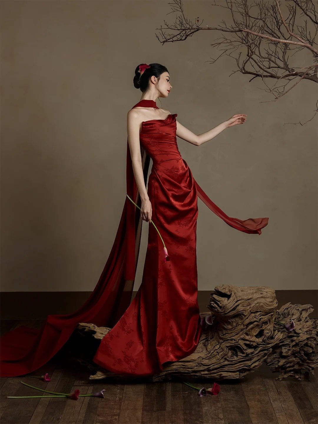 Simple Mermaid Sweetheart With Scarf Burgundy Satin Long Prom Dresses Formal Gowns Inspo Evening Outfit N230