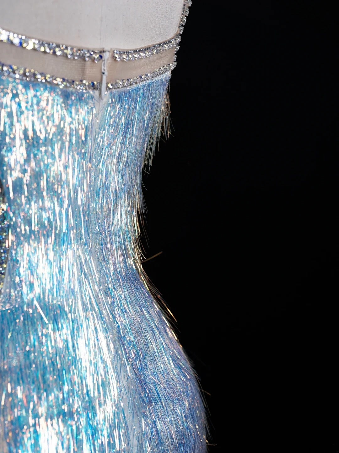Glittering Mermaid Spaghetti Strap Blue Long Prom Dresses Inspo 18th Birthday Outfits Formal Dress N487