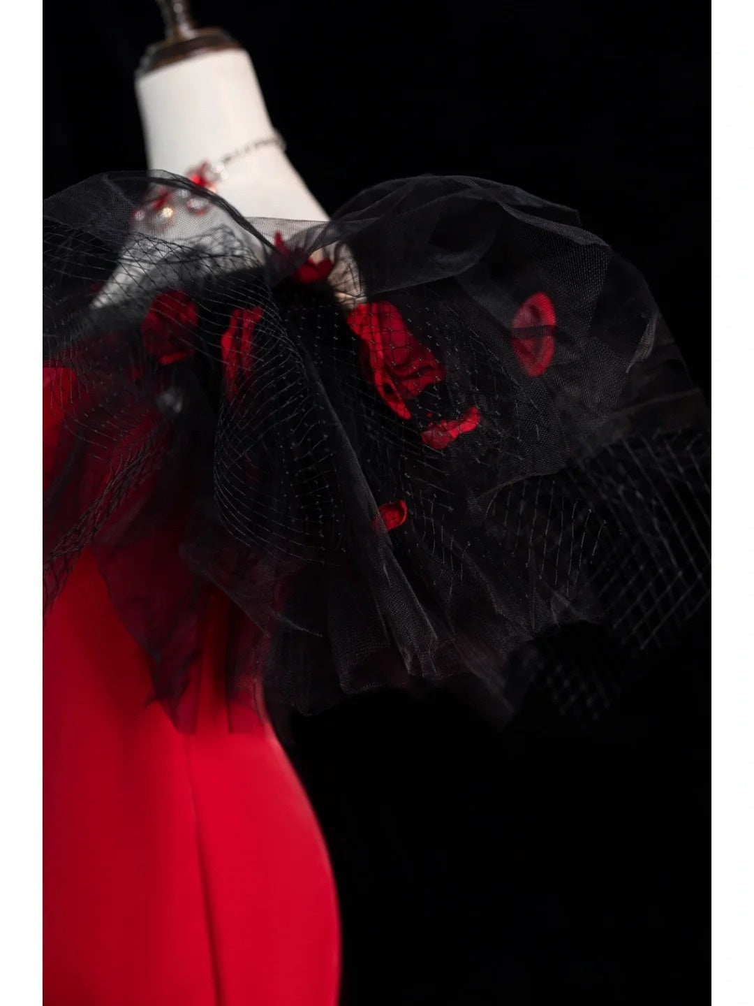 Elegant Mermaid Off The Shoulder Red Satin With Sleeves Floor Length Inspiration Long Prom Dresses N1217