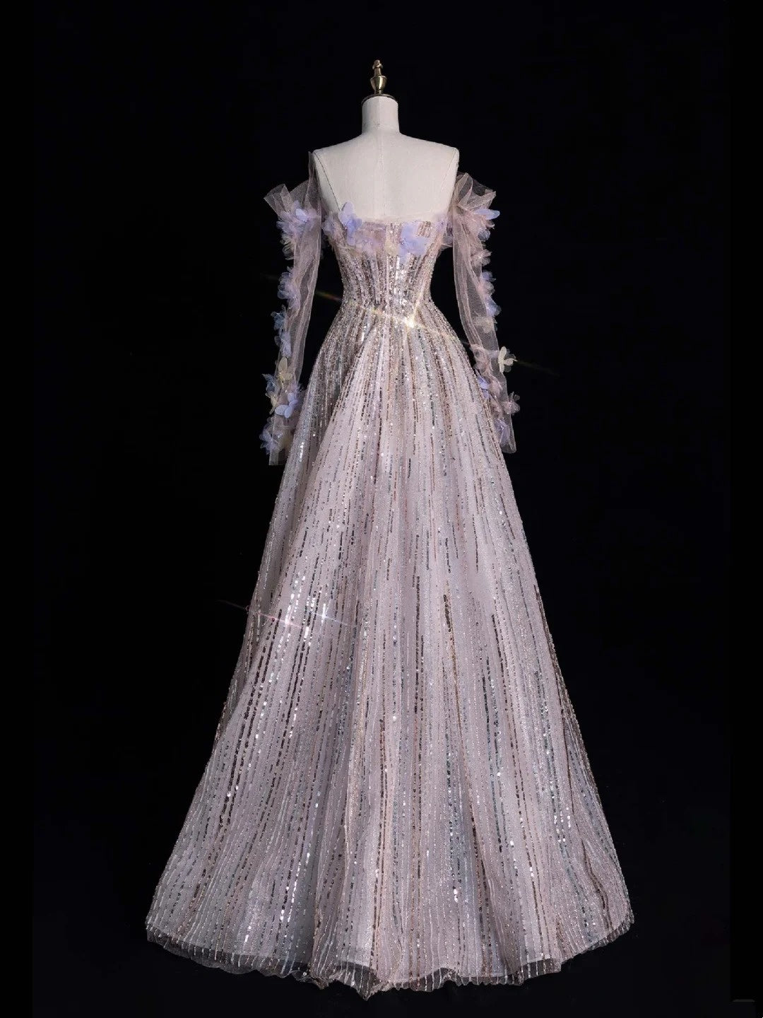 Princess A Line Off The Shoulder Sequined Long Formal Evening Dress Gowns Prom Dresses N741