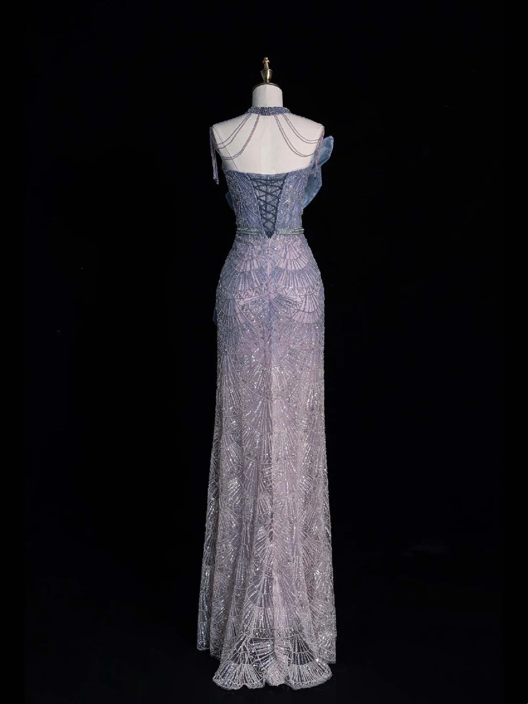 Fancy Mermaid Sweetheart Grey Sequin Long Prom Dresses Inspiration Party Dress Prom Gown RB1433
