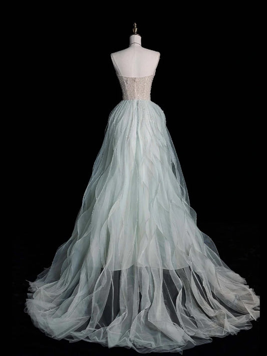 Sparkly A line Sweetheart Mint Green Sequins Long Prom Dress Fashion Aesthetic High School Formal Dresses Party Outfits Prom Gown AB2230