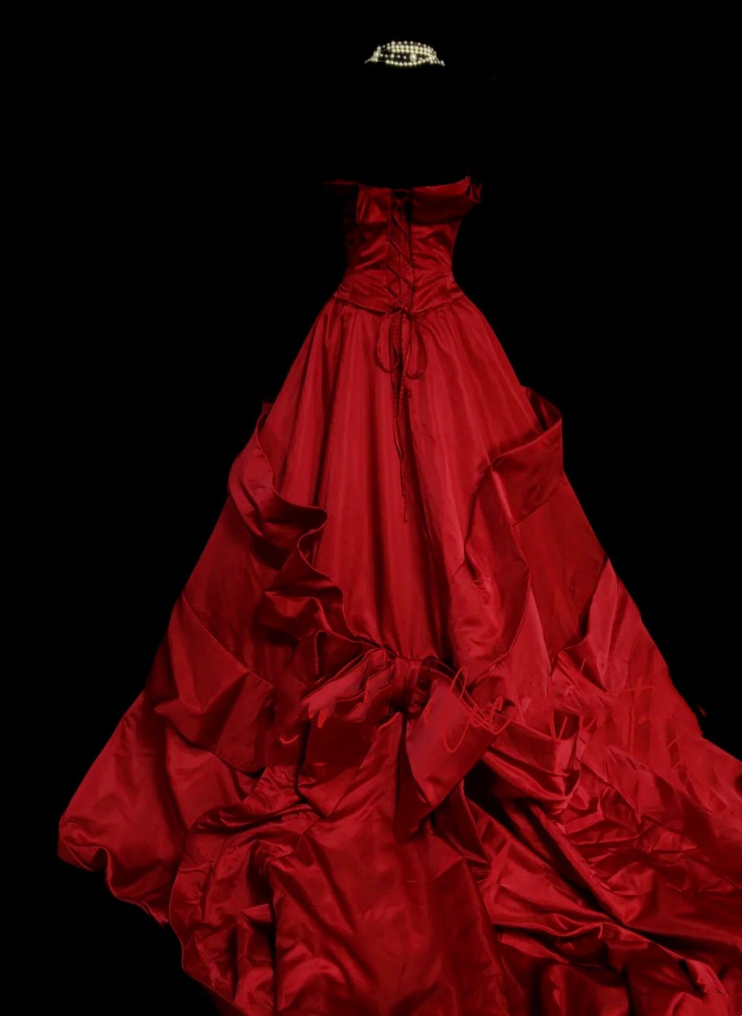 Retro Ball Gown Strapless Red 60s Prom Dresses Fashion Evening Gowns Long Formal Party Dress N831