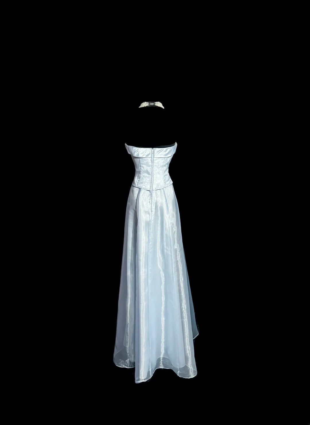 Beautiful Prom Dresses A line Strapless Light Sky Blue Satin Long Evening Outfits N3437