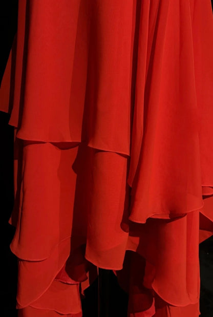 Vintage Prom Dresses Aesthetic 80s Retro A Line Red Backless Chiffon Mid Length Evening Outfits N2323