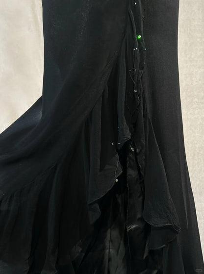 Modest Prom Dresses Mermaid Halter Black Tie Chiffon With Beading Formal Evening Dress N3858