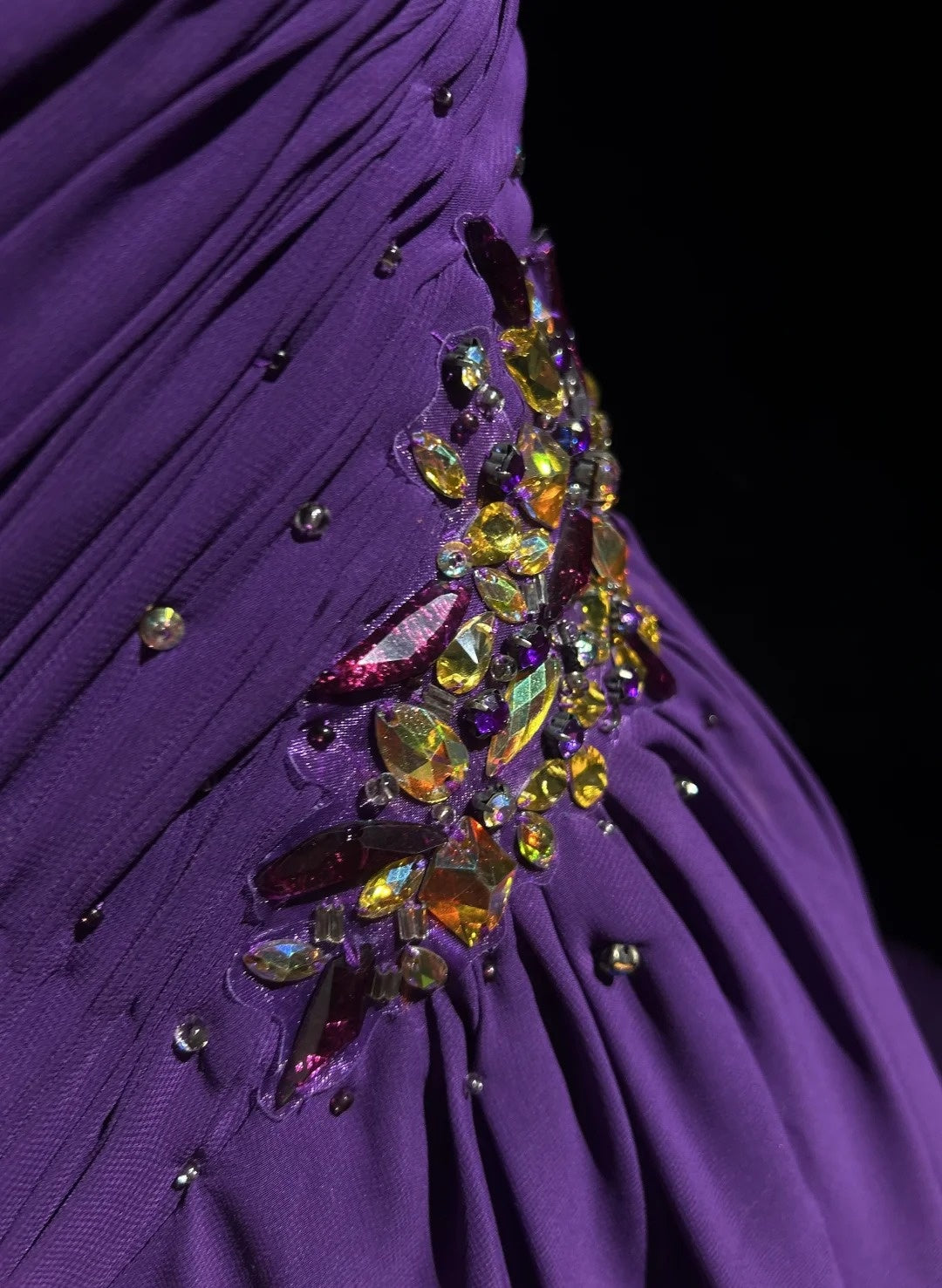 Vintage Prom Dresses A line One Shoulder Purple Chiffon 80s With Beaded Long Formal Evening Outfits N3889