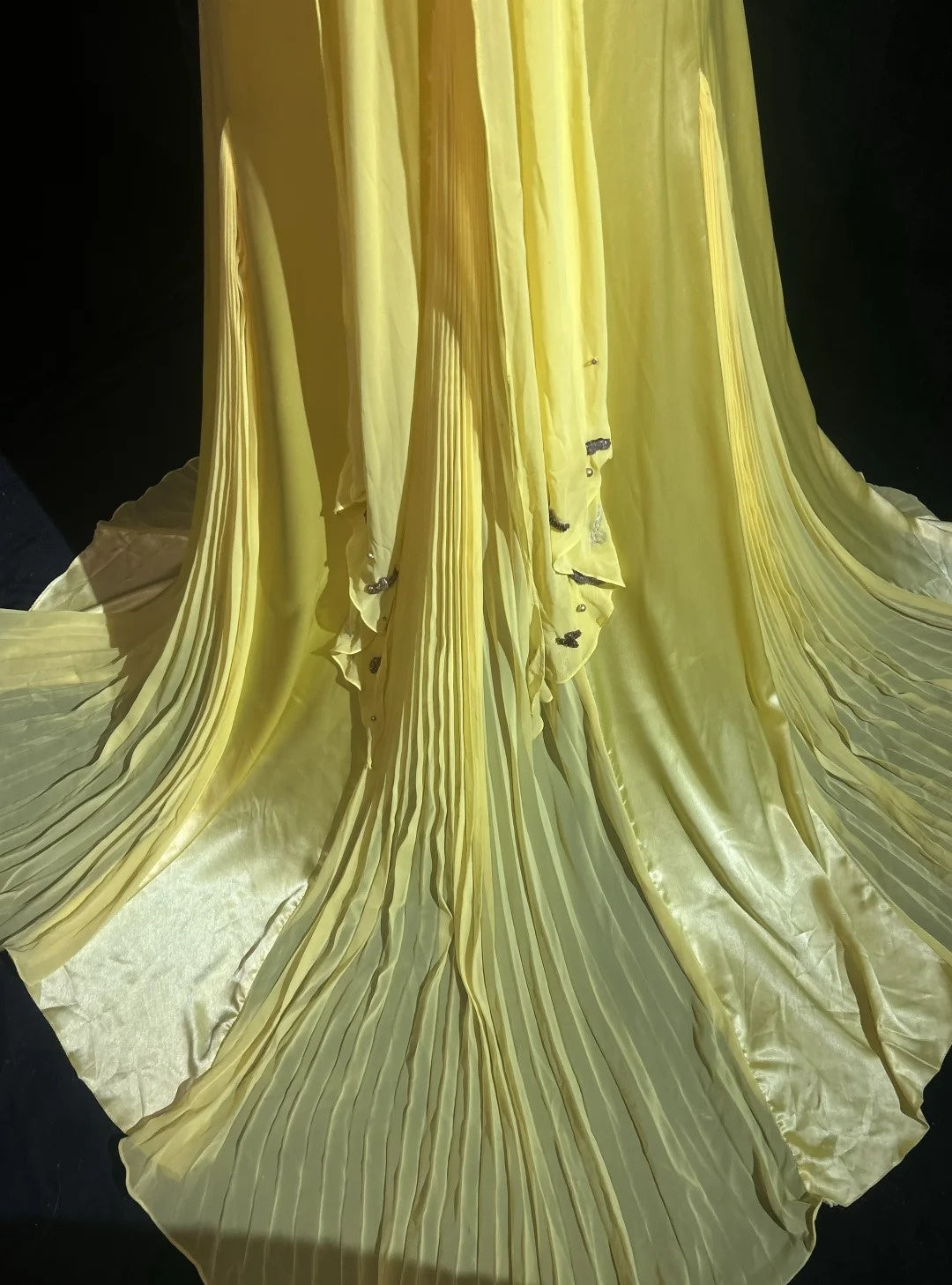 Vintage Prom Dresses A Line Halter Yellow 70s With Beading Chiffon Long Formal Party Dress N2526