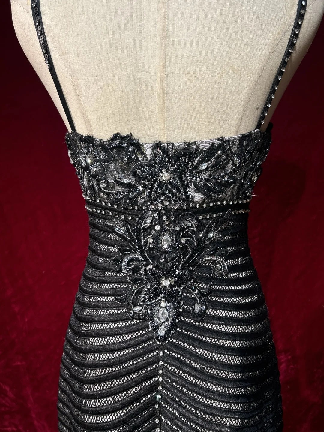 Black Prom Dress Inspo Mermaid Spaghetti Straps Satin With Beading Long Formal Party Gown RC0092