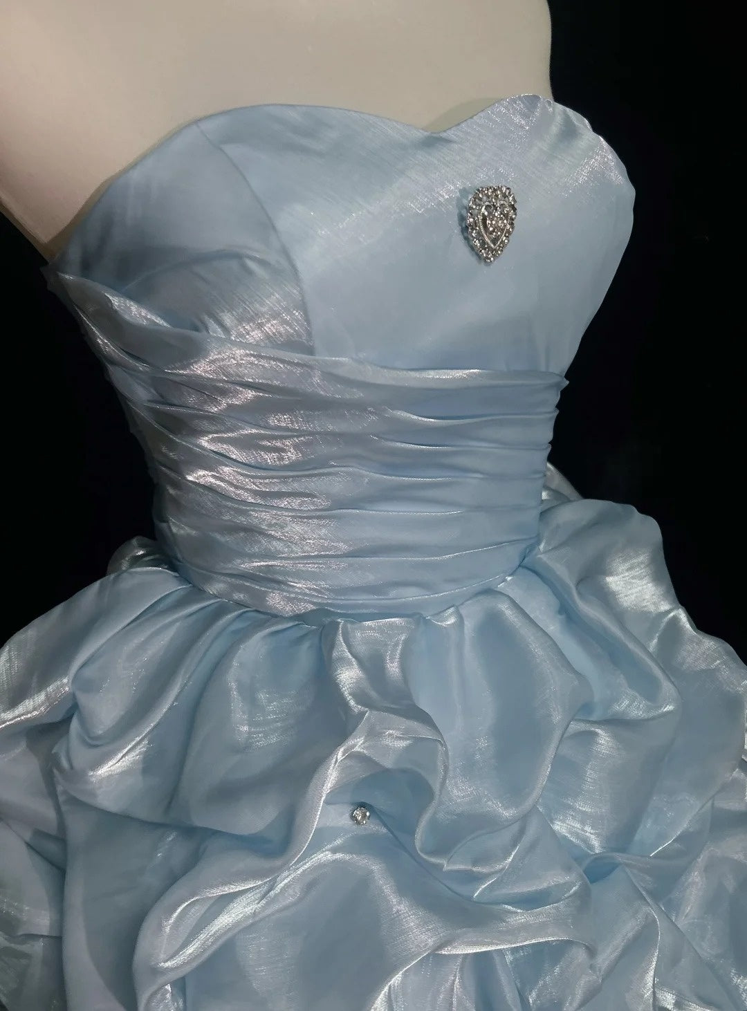 Vintage Ball Gown Sweetheart Light Sky Blue Y2K 2000s Organza Short Mini Homecoming Dresses N3106