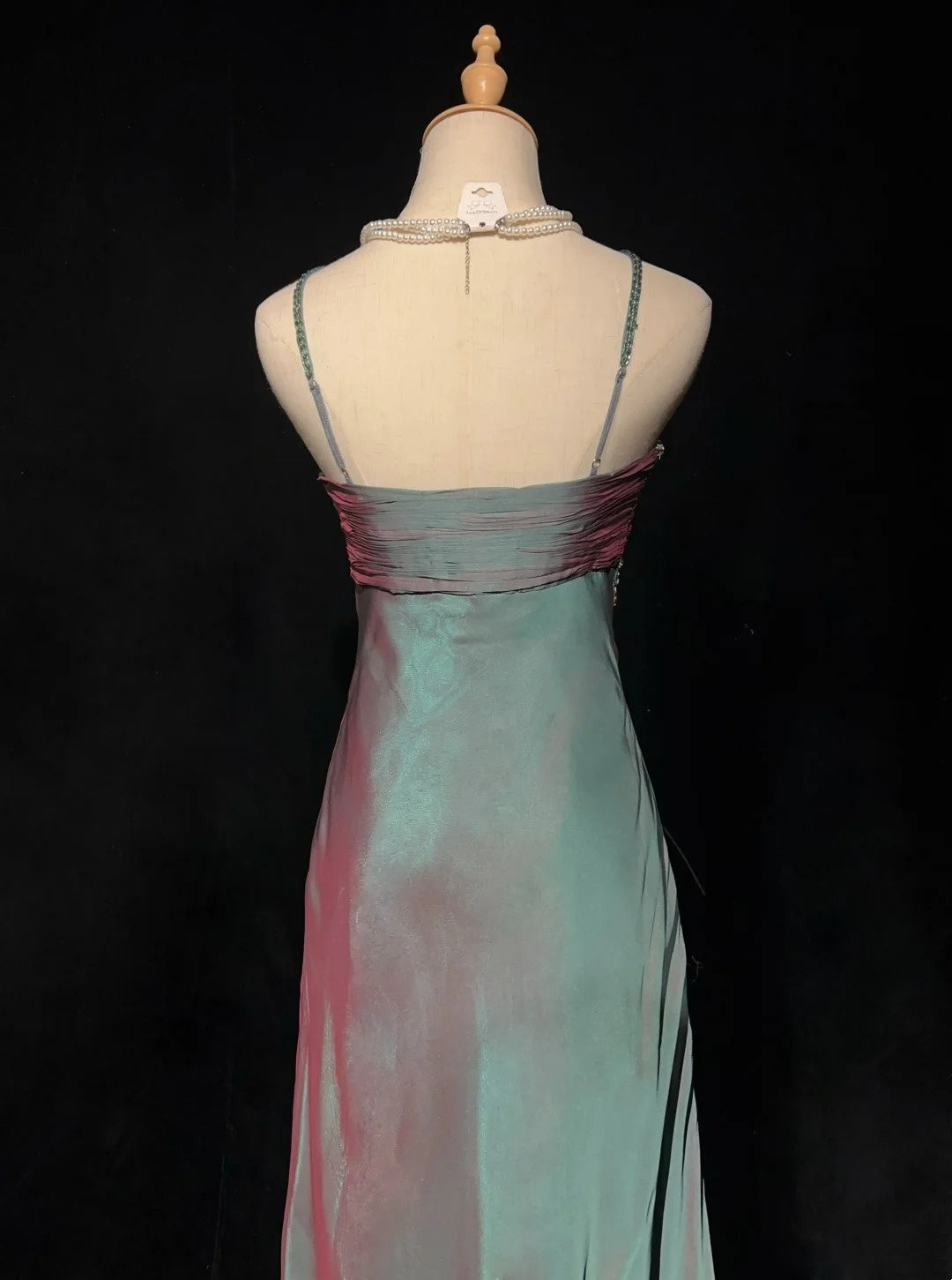 Vintage Prom Aesthetic Dresses A Line Spaghetti Strap Green Chiffon Long Formal Dress N3017