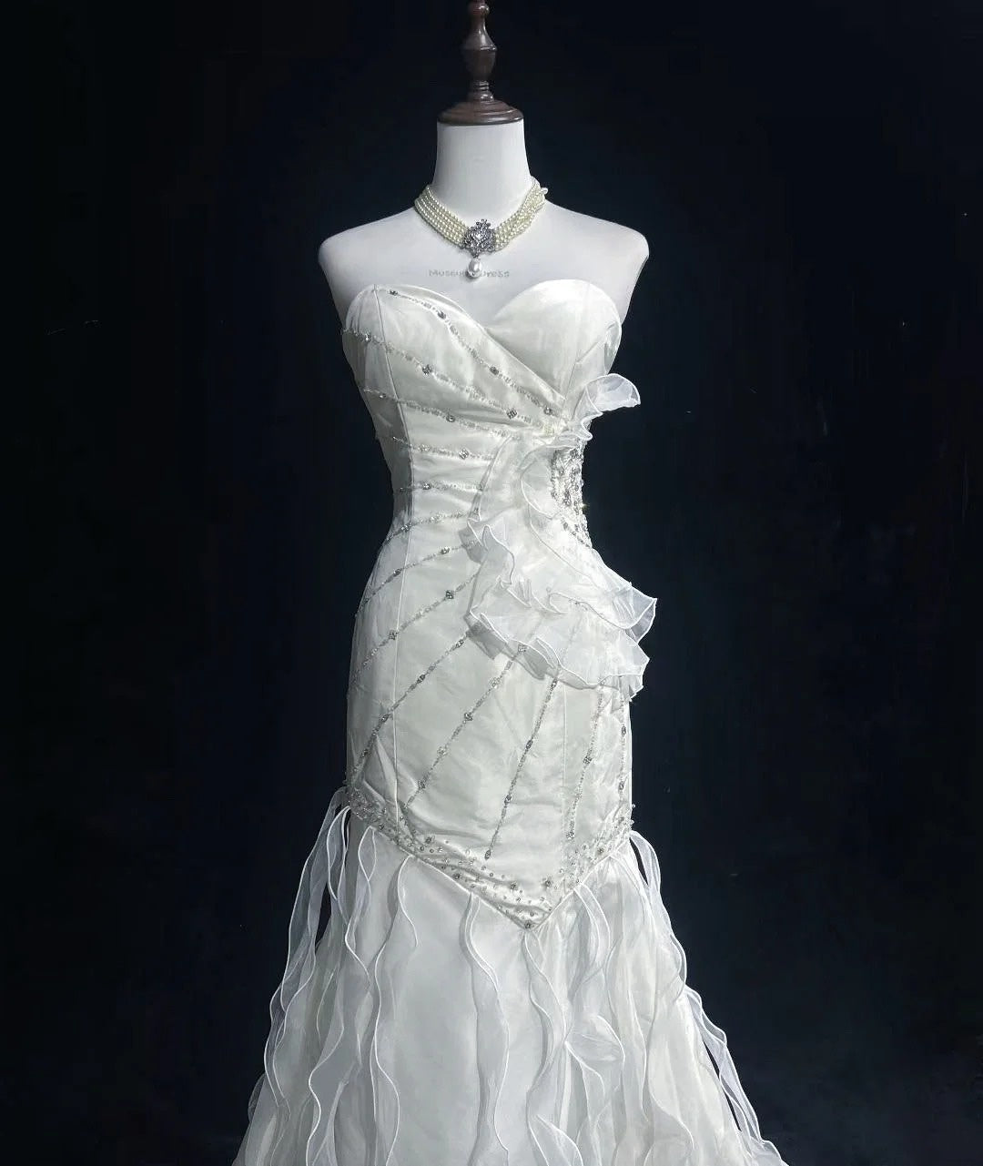White Prom Dress Inspo Mermaid Sweetheart Beading Long Birthday Outfits Formal Party Gown RC0102