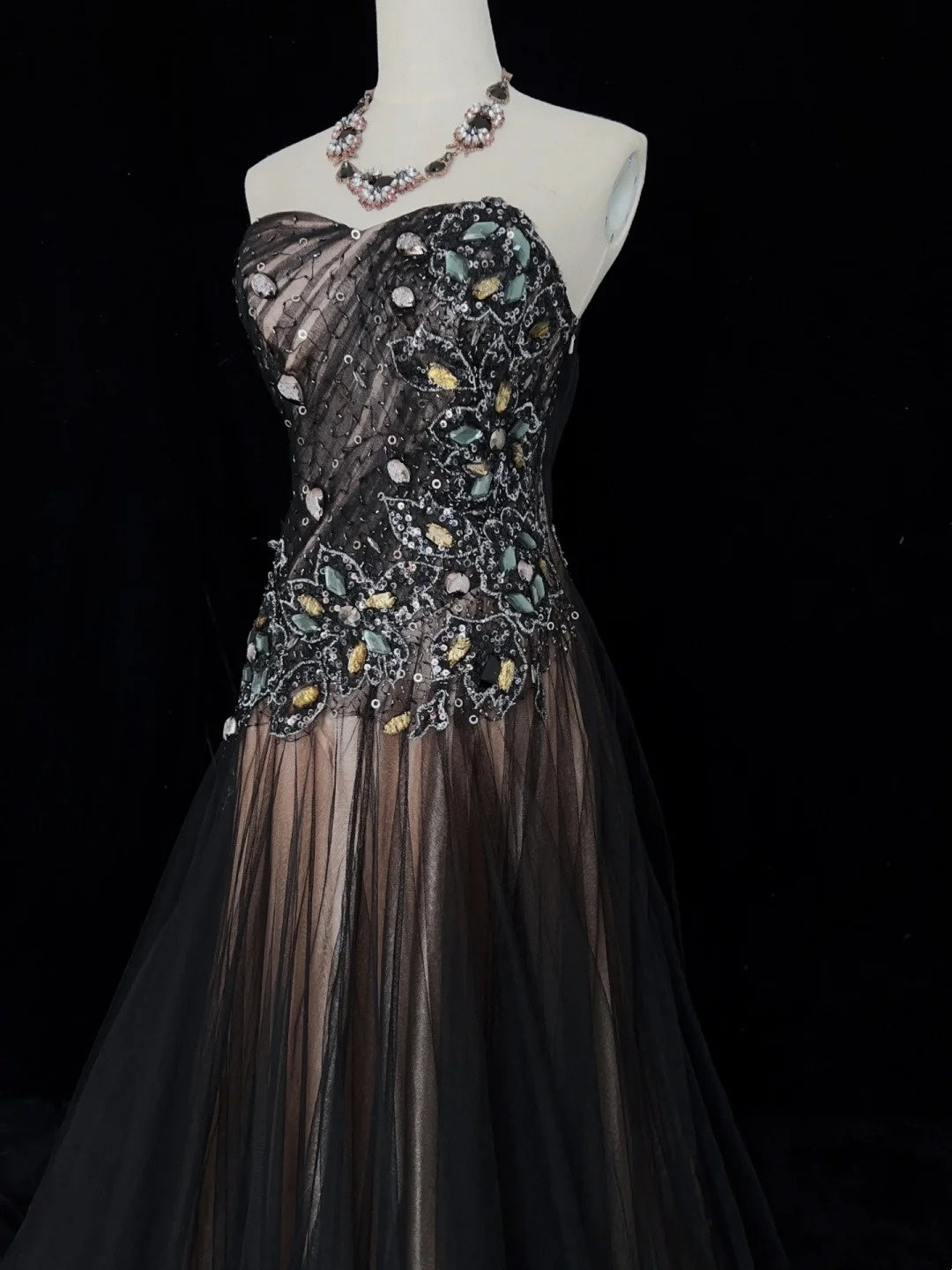Vintage Prom Dresses Inspo Mermaid Sweetheart 90s Tulle Black Tie Dress With Lace For Women Formal Gowns N3305