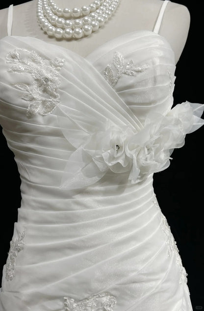 Wedding Dress Timeless Mermaid Spaghetti Straps White With Ruffled Floor Length Bridal Gown RC1151