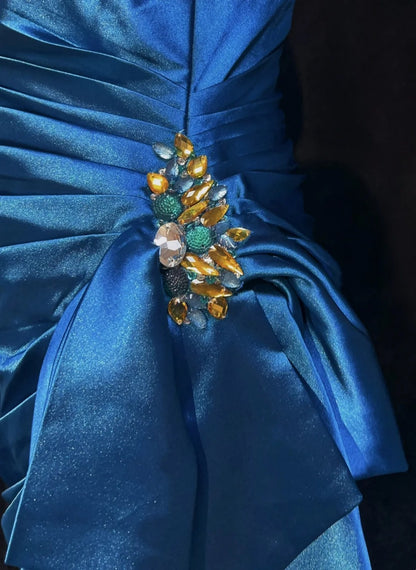 Vintage Sheath Spaghetti Strap Blue Satin Mini Short Y2K Ideas Senior Homecoming Dresses Hoco Gowns N3099