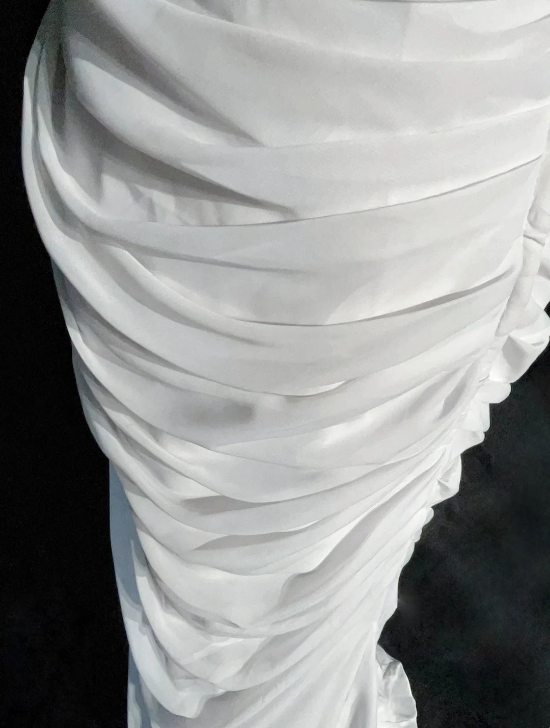 Classy Prom Dresses Mermaid Sweetheart White Chiffon With Ruffle Long Formal Dress N2895