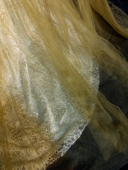 Vintage Prom Dresses 90s Mermaid Jewel Neck Gold Tulle With Beading Long Semi Formal Evening Dress N3674