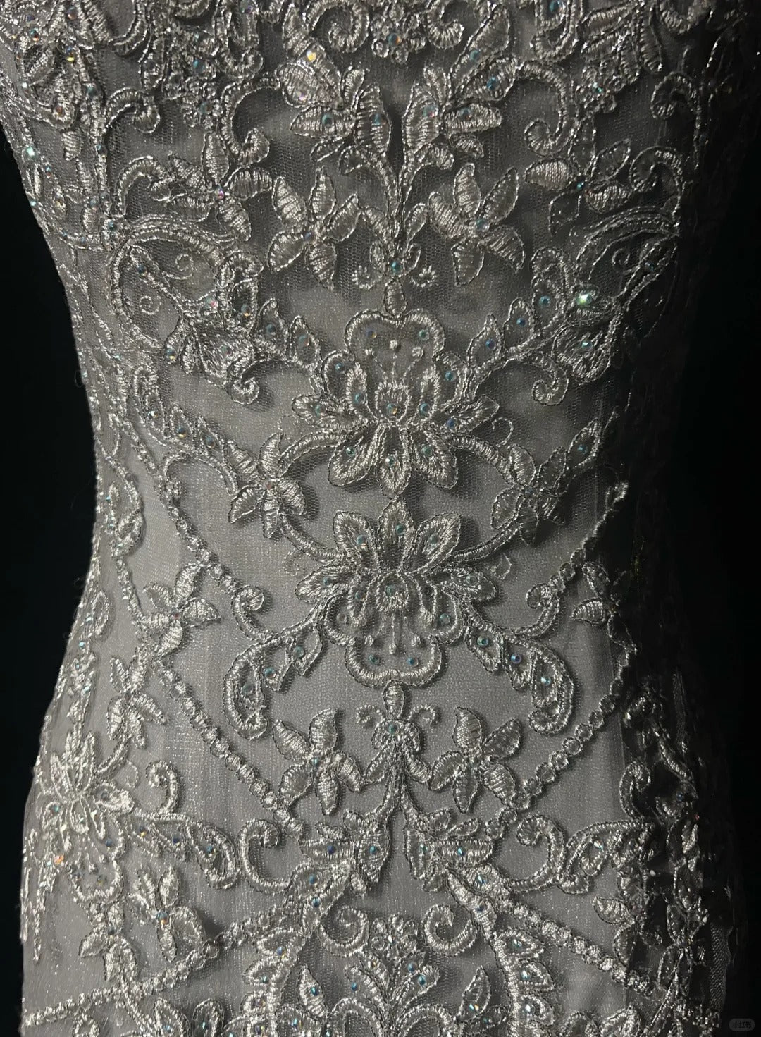 Dreamy 90s Prom Dresses Mermaid Spaghetti Strap Grey With Lace Formal Evening Outfits N3829