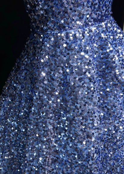Pretty Ball Gown Spaghetti Strap Blue Sequin Short Mini Homecoming Dresses N2440