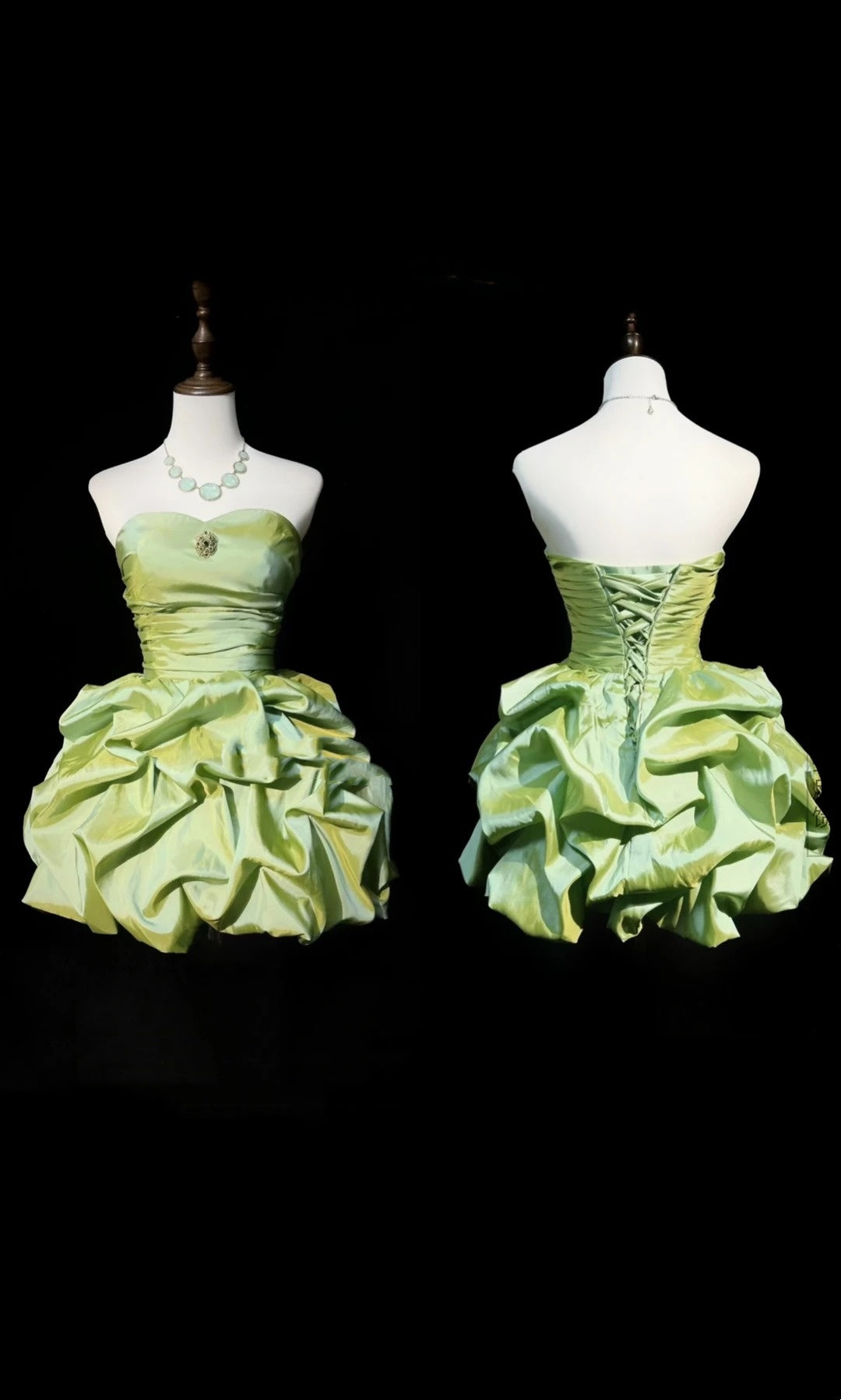 Pretty Ball Gown Sweetheart Green Organza Short Mini Homecoming Dresses Hoco Gowns N2660