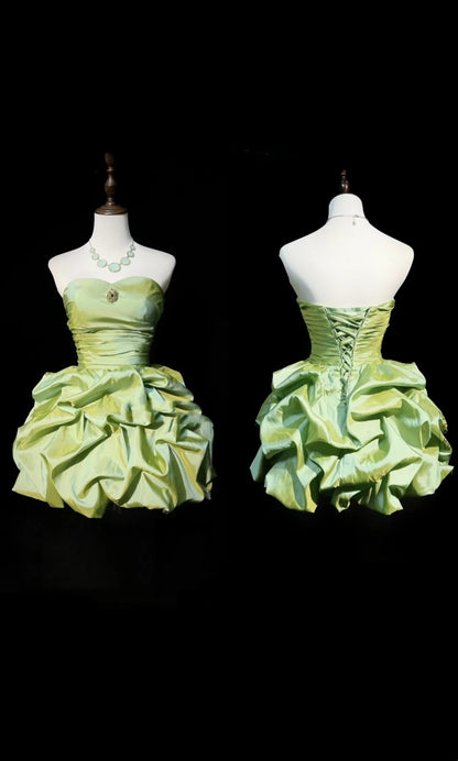 Pretty Ball Gown Sweetheart Green Organza Short Mini Homecoming Dresses Hoco Gowns N2660