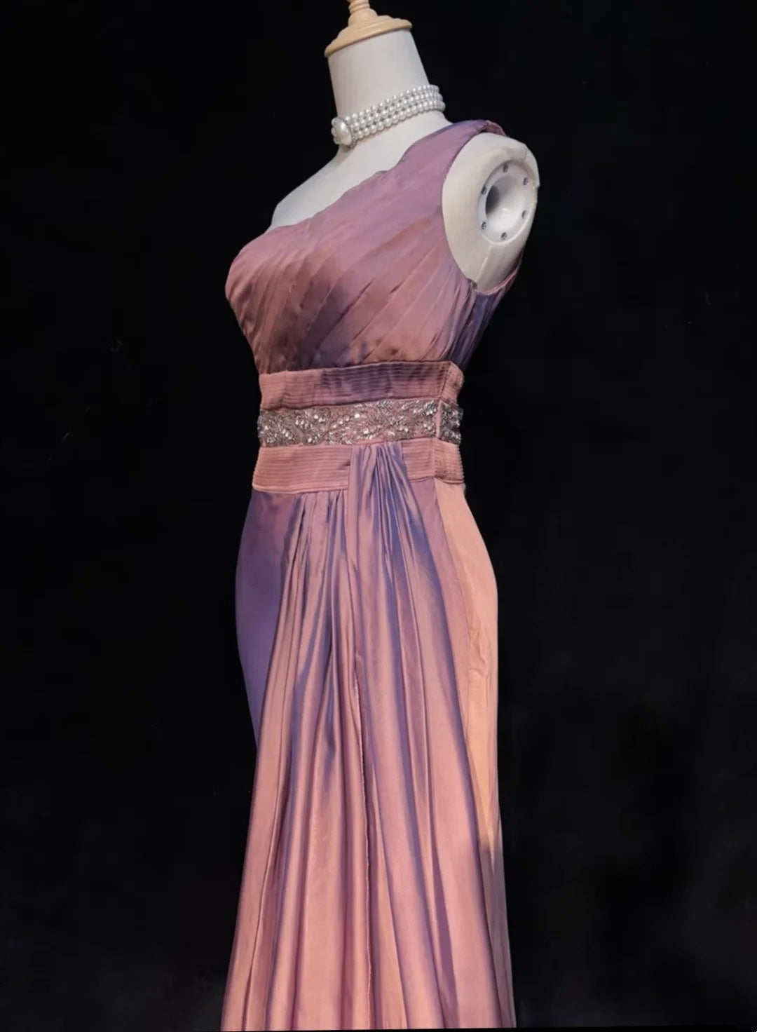Vintage Prom Dresses 90s Mermaid One Shoulder Chiffon Long With Beading Evening Outfits N3139