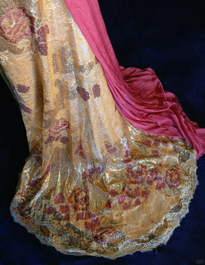 Vintage Prom Dresses A Line Halter Hot Pink Chiffon With Gold Lace Long Formal Evening Outfits N3856