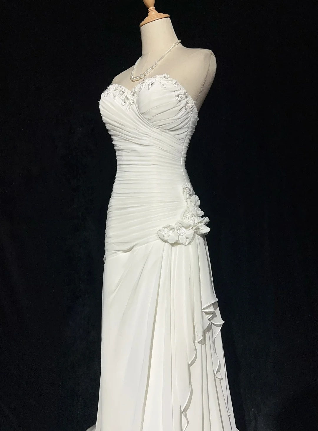 Vintage 90s Wedding Dresses Mermaid Sweetheart Chiffon White Beading S – RubyFashionDress