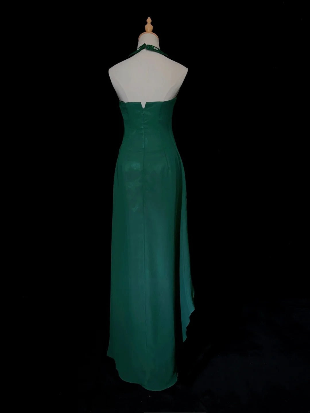 Vintage Prom Dresses 80s A Line Halter Green Chiffon With Beaded Long Evening Outfits N3450