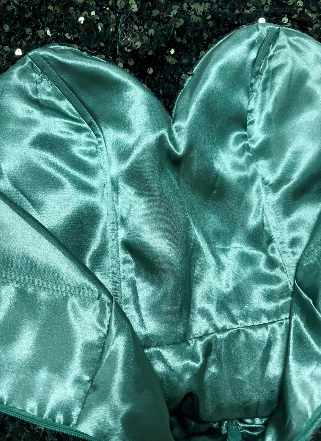 Vintage Ball Gown Sweetheart Dark Green Sequined Y2K 2000s Short Mini Homecoming Dresses N3108