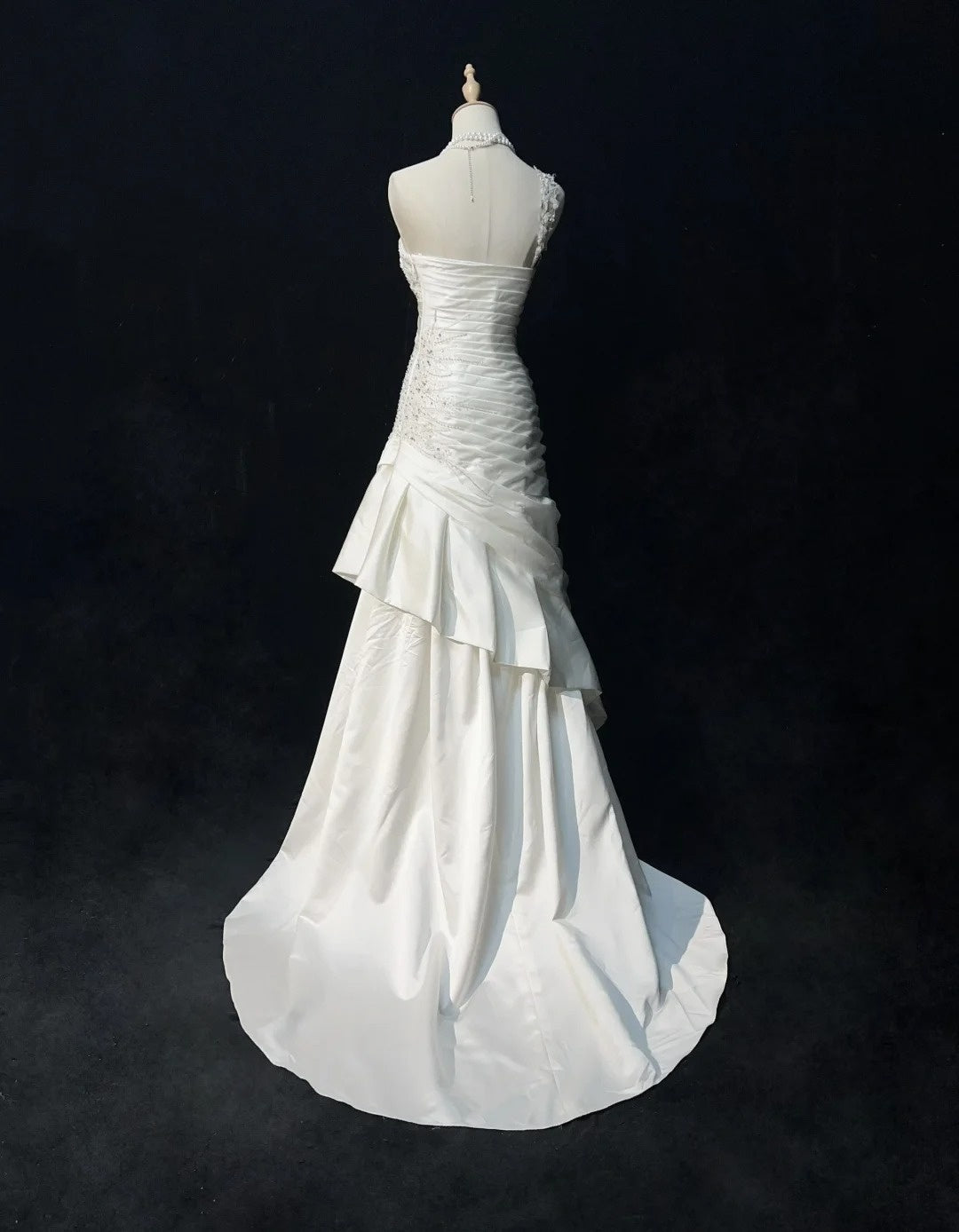 Vintage Prom Dresses Mermaid One Shoulder One Shoulder Satin With Beading 1980s Long Formal Gown N2623