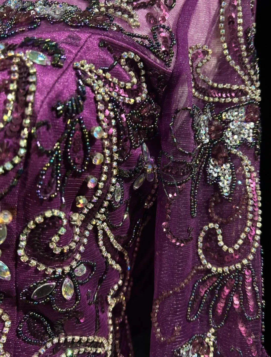 Vintage Prom Dresses A line Purple Chiffon 90s With Beading Long Formal Party Dress N2514