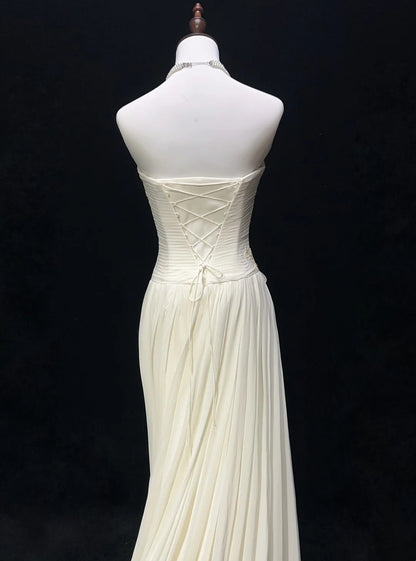 Timeless Wedding Dresses A Line Strapless White Chiffon With Appliqued Long Bridal Gown N3013