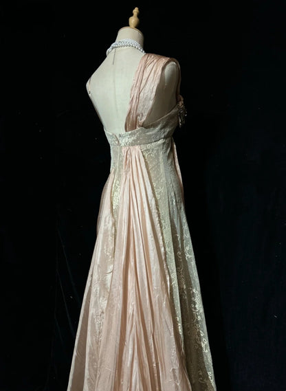 Vintage Prom Dresses Mermaid Spaghetti Straps Blush Pink Satin Long 80s Party Evening Formal Gown RC1143