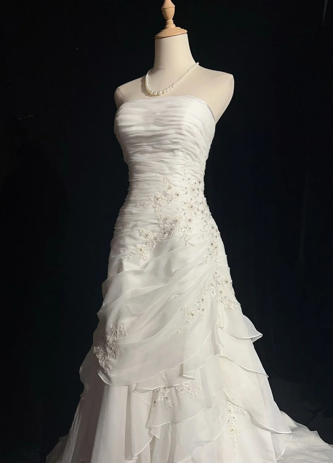 Timeless Wedding Dresses A Line Strapless White Chiffon With Ruffled Long Bridal Gown N3008