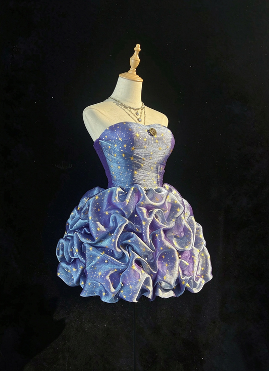 Short Prom Dress Ball Gown Sweetheart Purple Short Length Hoco Graduation Party Dresses RC1148
