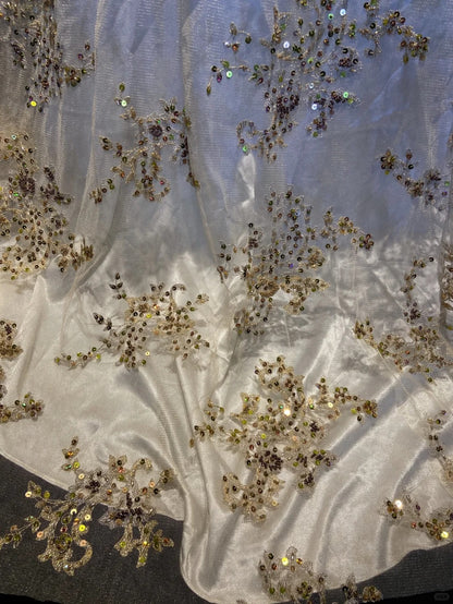 Vintage 90s Prom Dresses A Line Spaghetti Strap White Chiffon With Gold Lace Formal Evening Outfits N3849