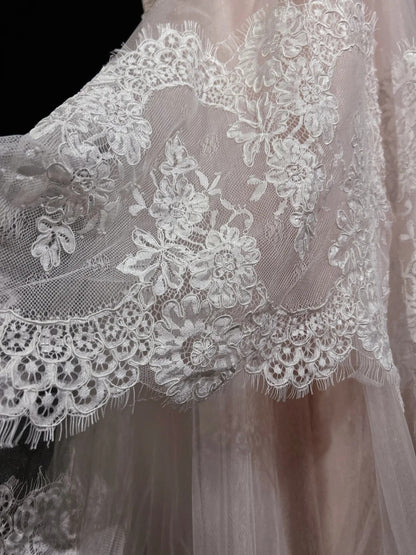 Vintage Prom Dresses Mermaid Sweetheart Pink Lace With Ruffles Long Formal Dress N2498