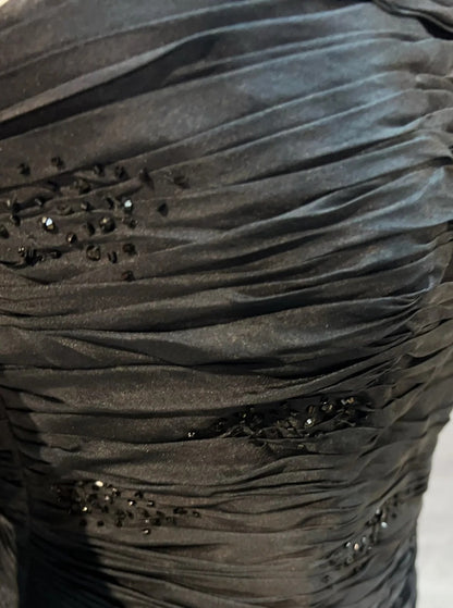 Vintage Prom Dresses A line Strapless Black Tie Dress Sleeveless 1990s Long Formal Evening Gown N2635