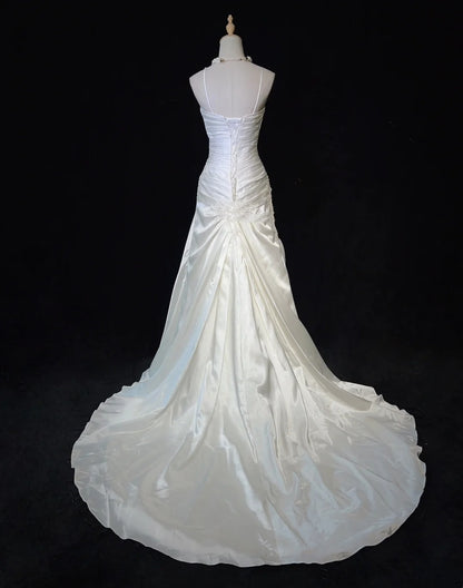 Unique Wedding Dresses Mermaid Spaghetti Strap ivory With Ruffled Appliqued Long Bridal Gown N3631
